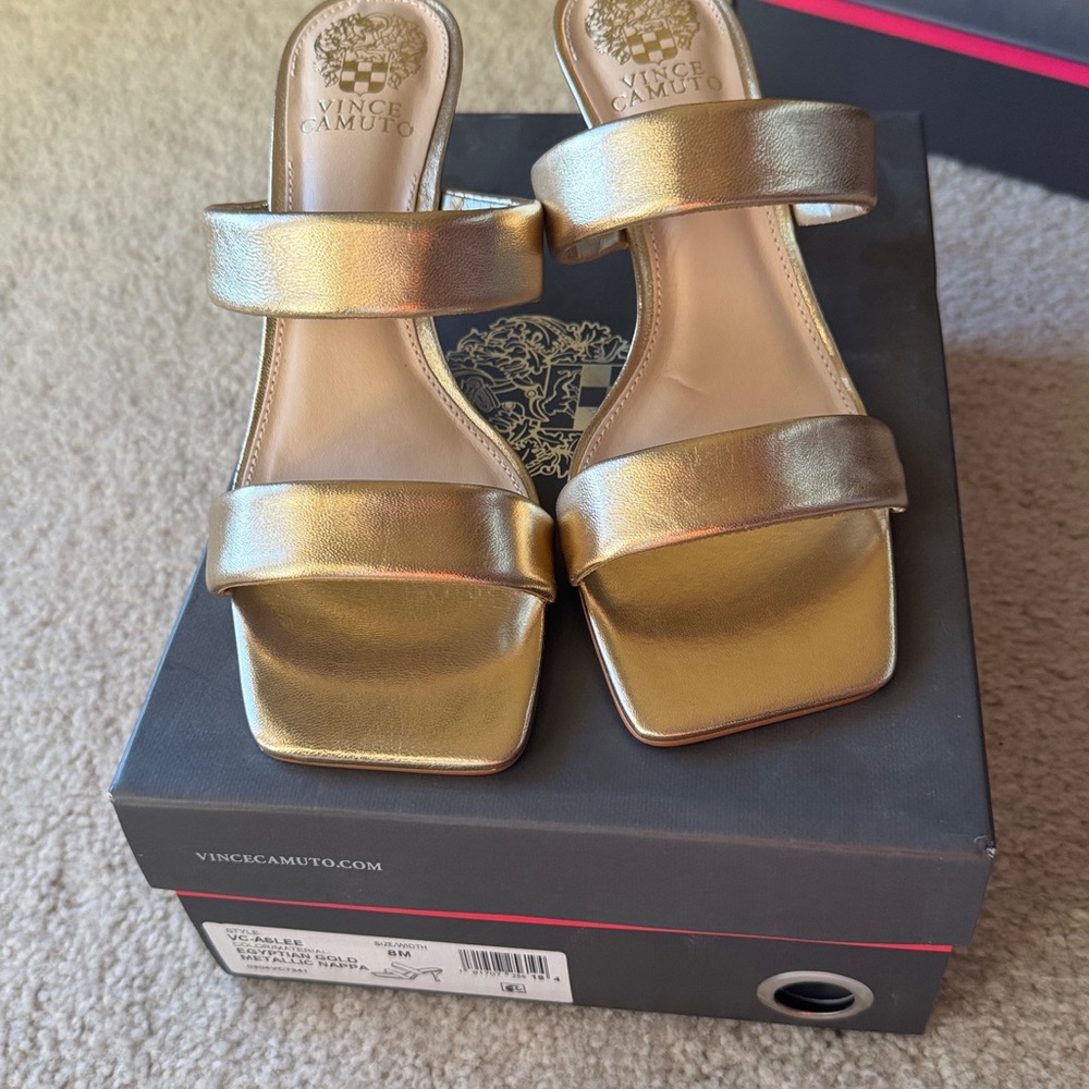 Vince Camuto | ASLEE 2 Strap GOLD METALLIC LEATHER leather Size 8M NEW